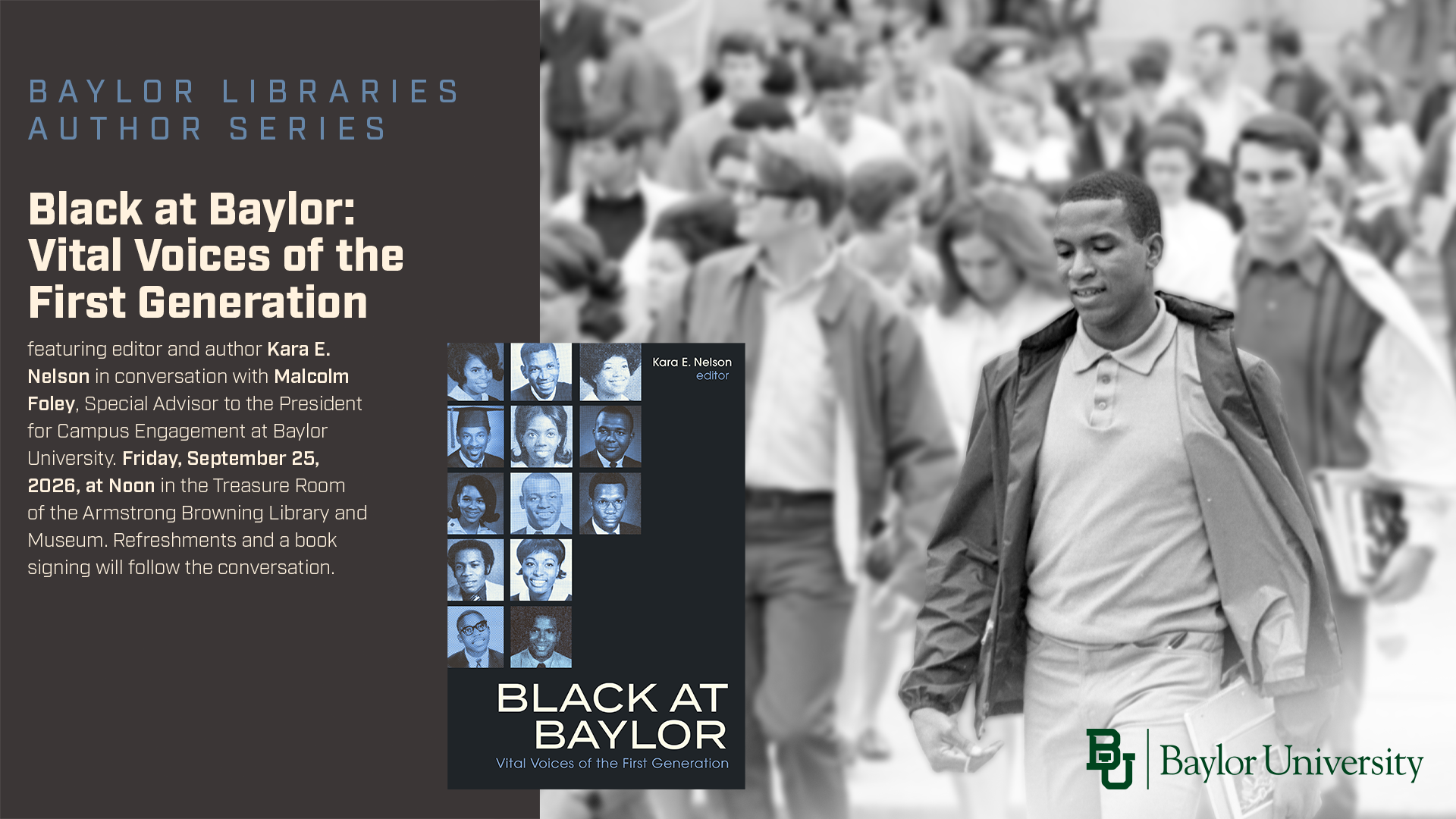 Baylor Libraries Author Series Black at Baylor Header