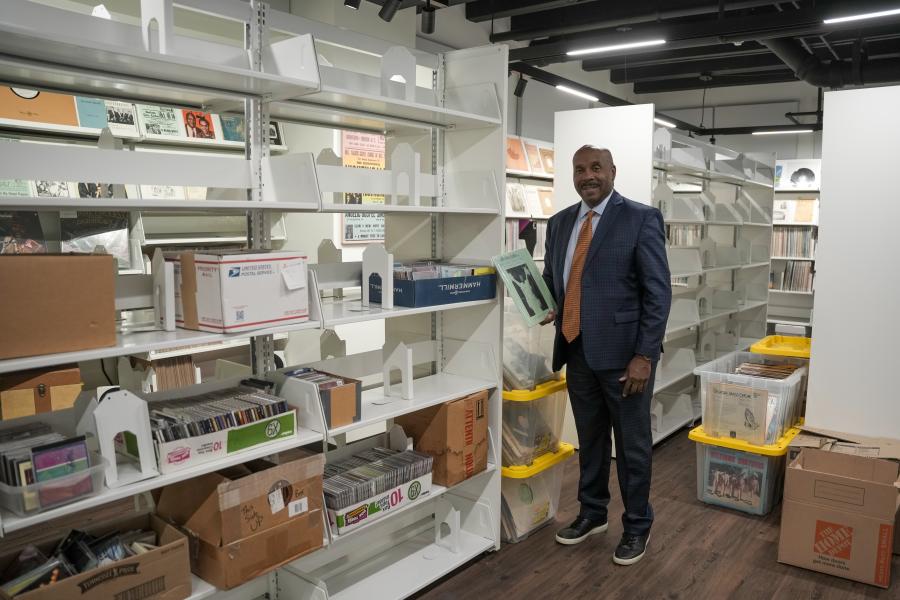 Alan Boyer poses with the Boyer Family collection in the Black Gospel Archive, May 14, 2026